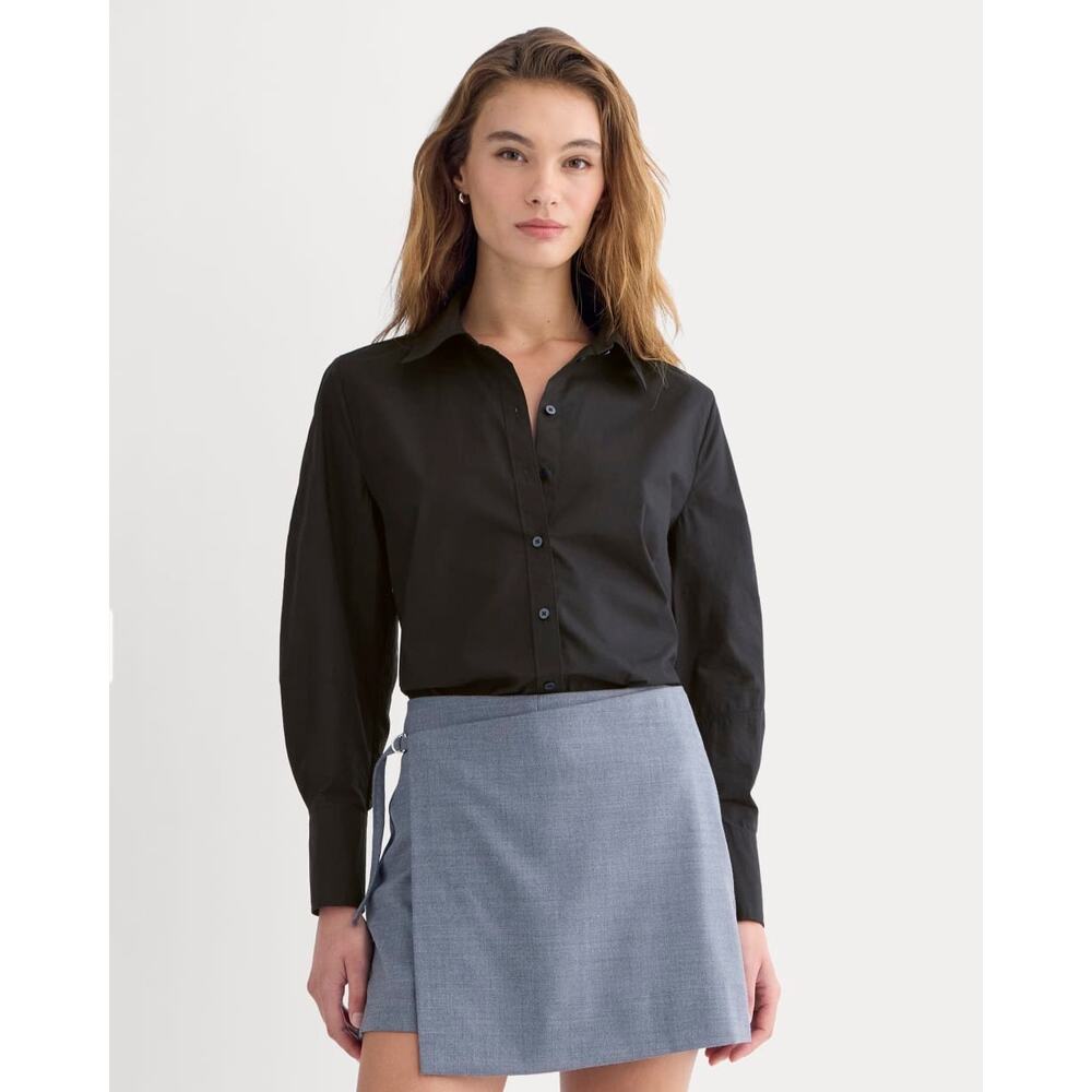 Everlane Organic Cotton Lantern Sleeve Shirt Black 0 NWT